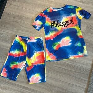 Women’s two-piece tie-dye blessed set size large